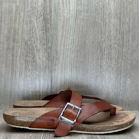 Yokono Sandals Womens Size 8 Ibiza-013 Slip On Mule Slides Leather Tan Brown - Picture 1 of 12